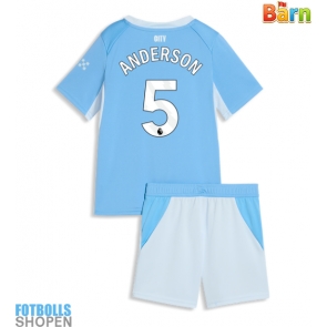 Billiga Manchester City Elliot Anderson #5 Hemmatröja Barn 2026-27 Kortärmad (+ Korta byxor)